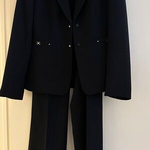 Tahari Black Pinstripe Suit